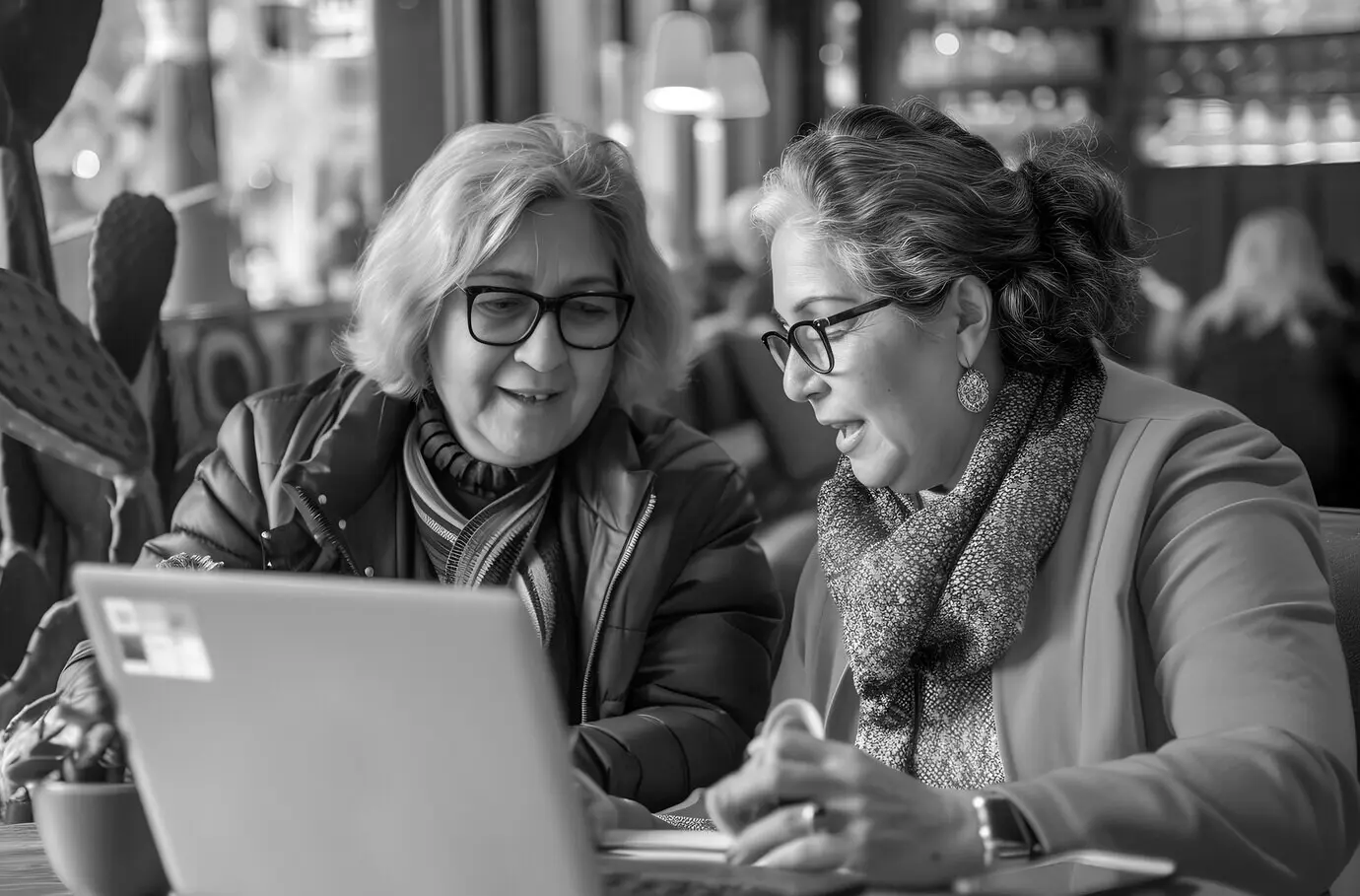 A portrait of digital nomads in black and white.